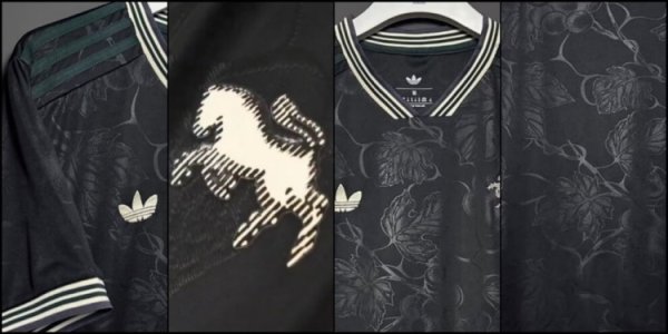 尤文新赛季第三运动活动    服  曝光：极光黑+葡萄藤叶花纹+斑马队标