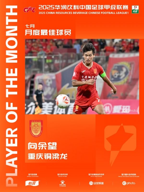 4场轰6球并上演独中三元！中甲官方：向余望获中甲7月最佳球员