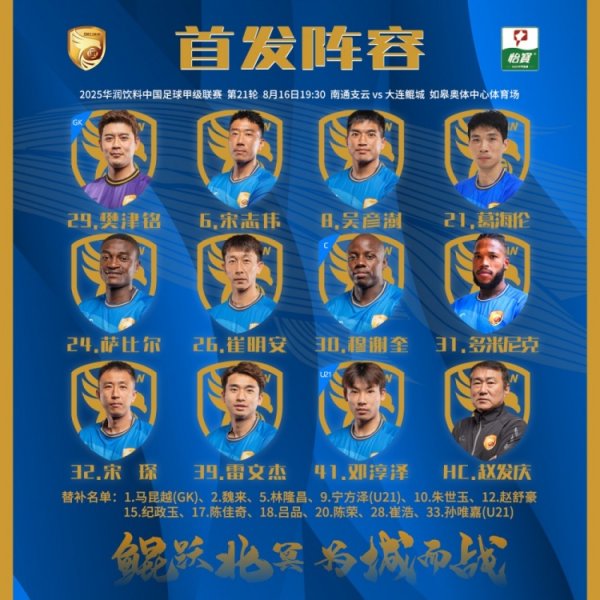 中甲职业联赛  第21轮，大连鲲城客场应战    对阵南通支云杆位出炉！